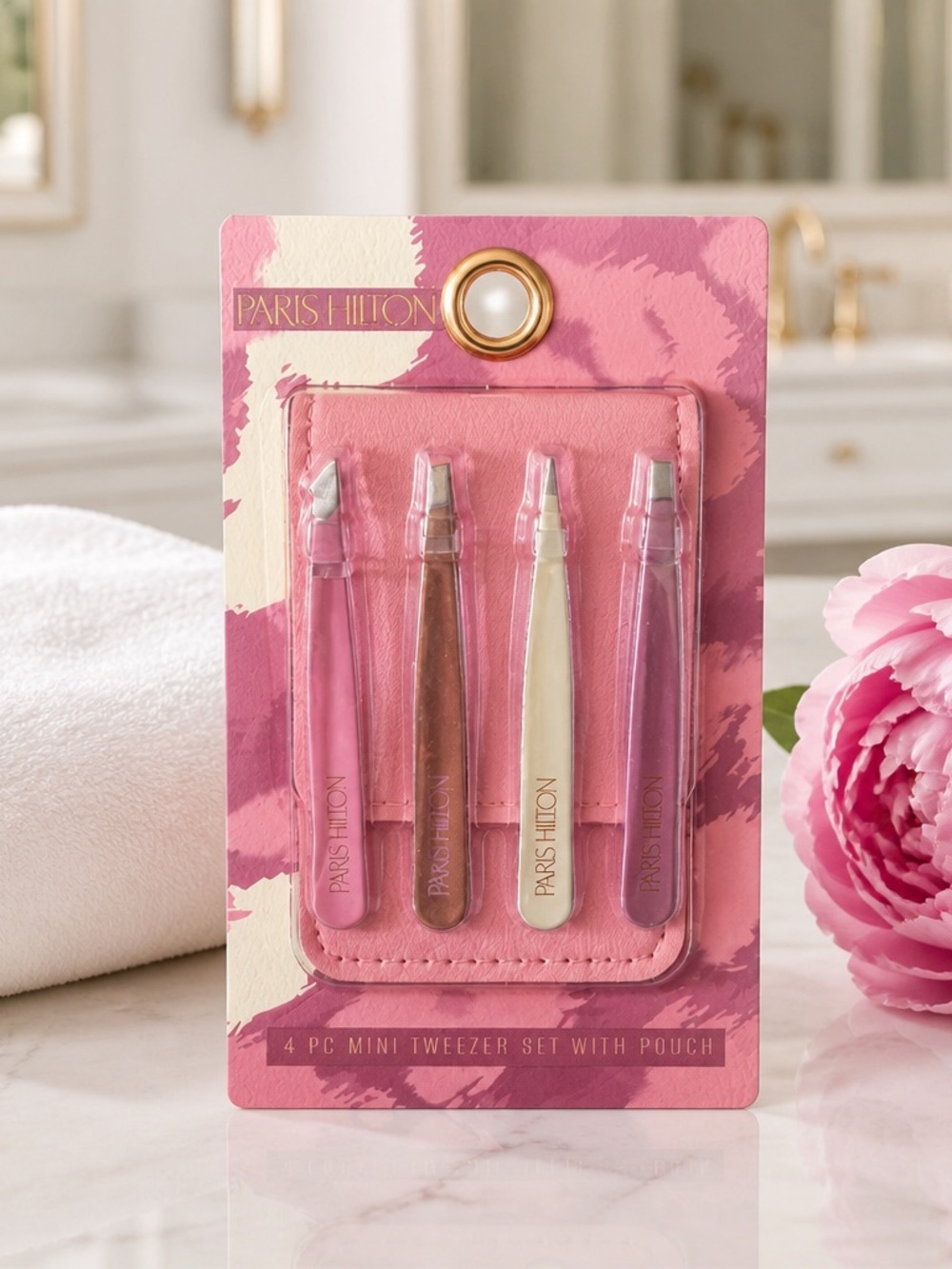 Paris Hilton 4 Pc Mini Tweezer Set with Pouch